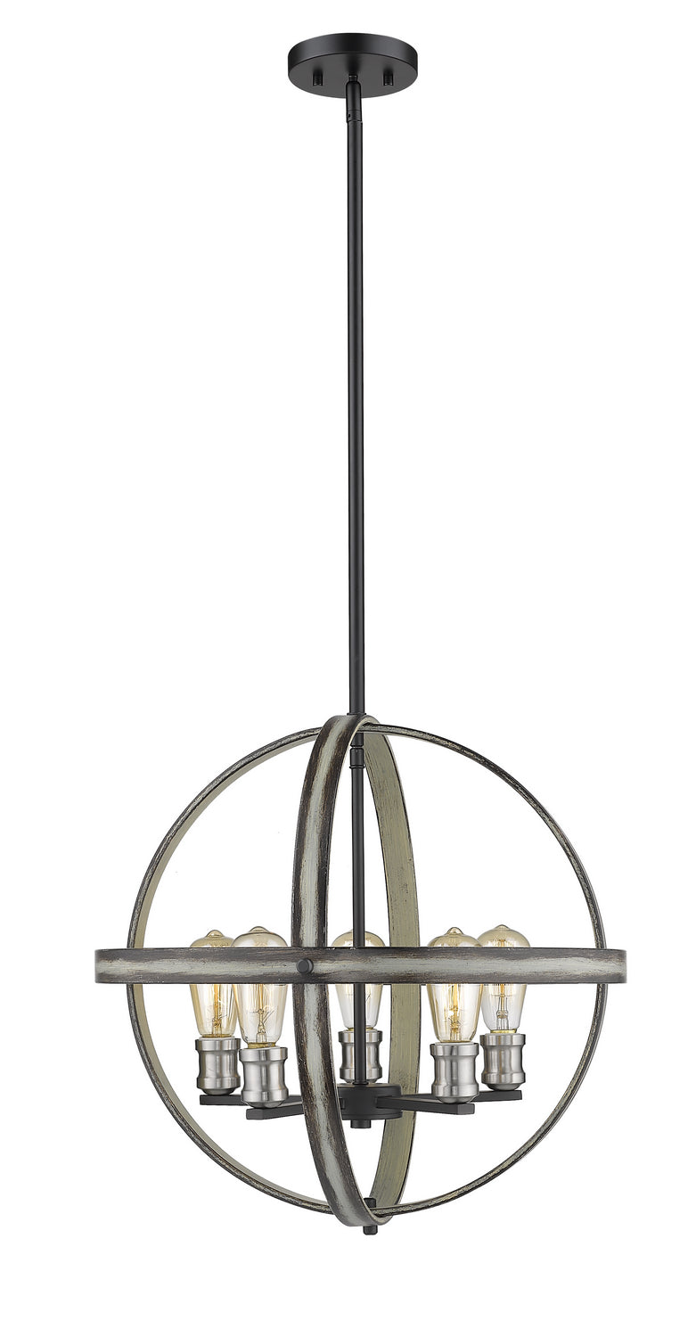 Z-Lite 472B20-ABB Five Light Chandelier, Ashen Barnboard