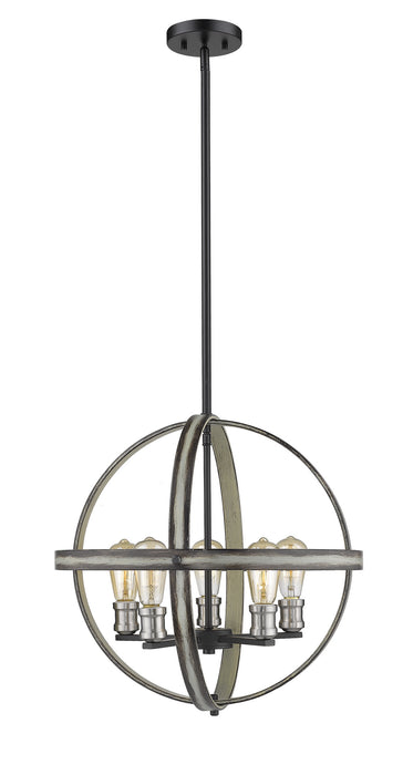 Z-Lite 472B20-ABB Five Light Chandelier, Ashen Barnboard