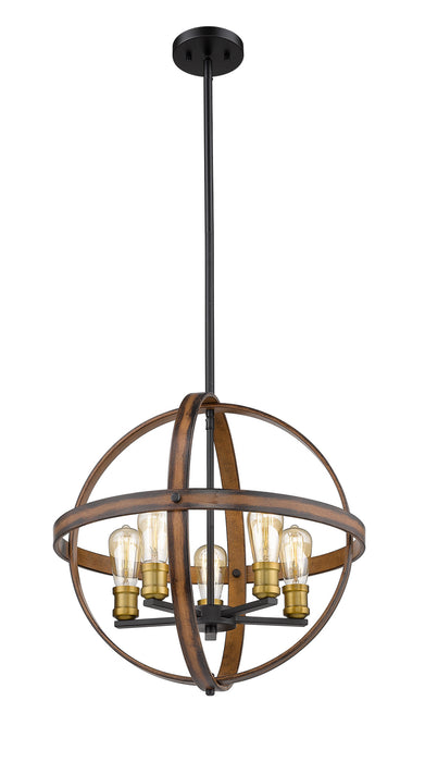 Z-Lite 472B20-RM Five Light Chandelier, Rustic Mahogany