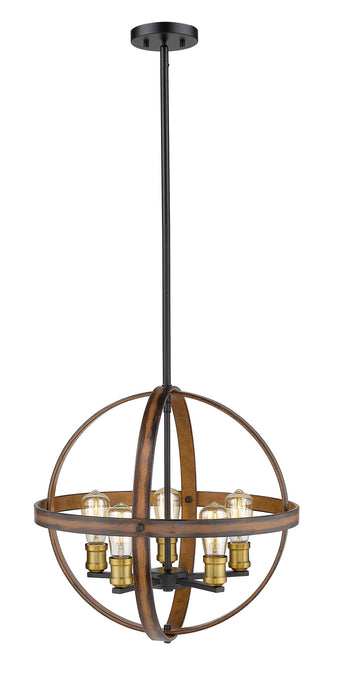 Z-Lite 472B20-RM Five Light Chandelier, Rustic Mahogany