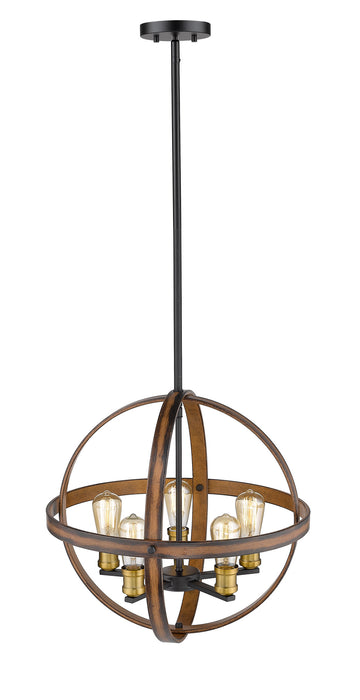 Z-Lite 472B20-RM Five Light Chandelier, Rustic Mahogany