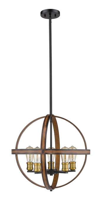 Z-Lite 472B20-RM Five Light Chandelier, Rustic Mahogany