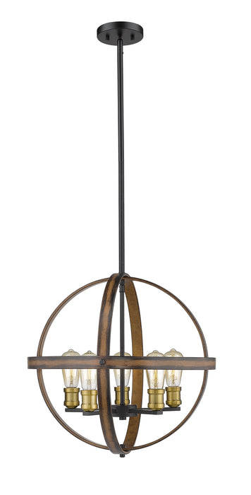 Z-Lite 472B20-RM Five Light Chandelier, Rustic Mahogany