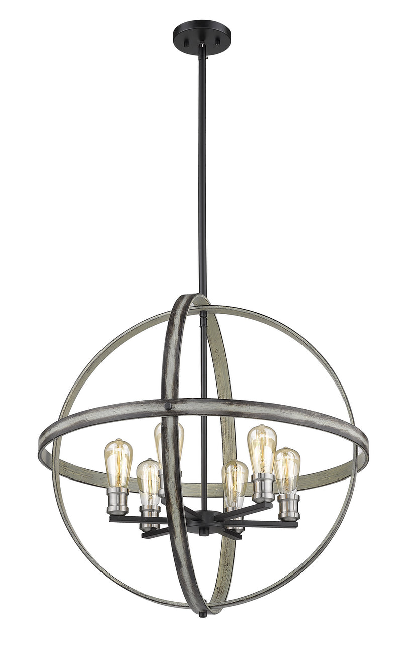 Z-Lite 472B26-ABB Six Light Chandelier, Ashen Barnboard