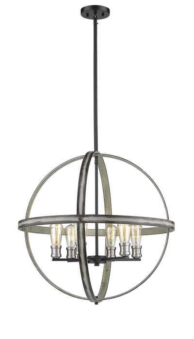 Z-Lite 472B26-ABB Six Light Chandelier, Ashen Barnboard