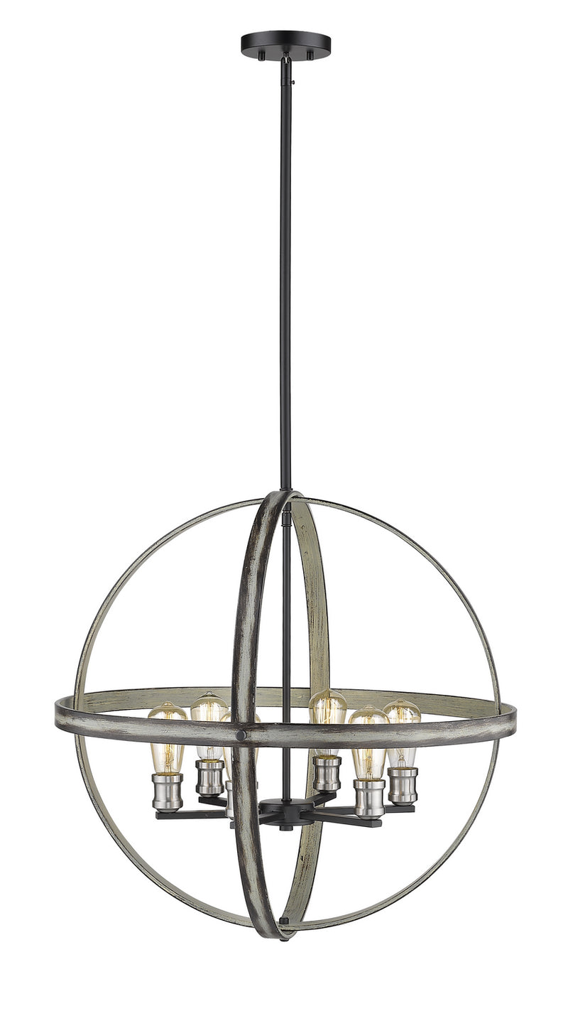 Z-Lite 472B26-ABB Six Light Chandelier, Ashen Barnboard