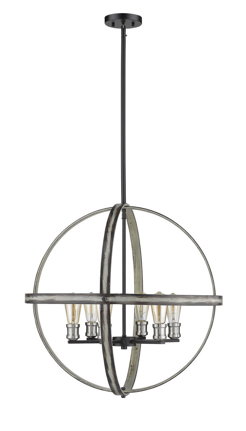 Z-Lite 472B26-ABB Six Light Chandelier, Ashen Barnboard