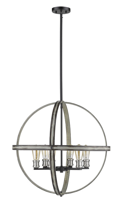 Z-Lite 472B26-ABB Six Light Chandelier, Ashen Barnboard