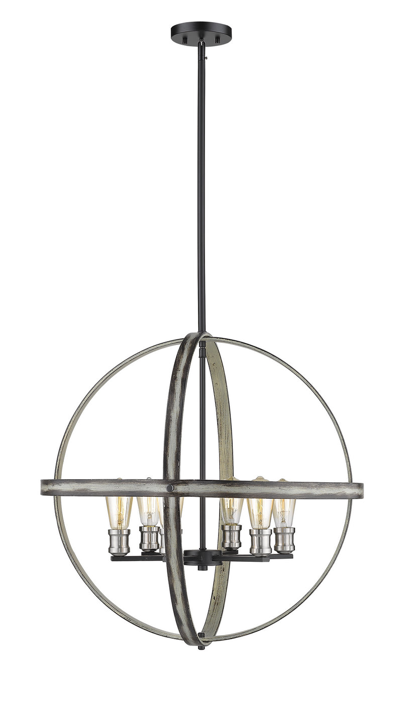 Z-Lite 472B26-ABB Six Light Chandelier, Ashen Barnboard