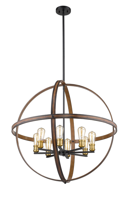 Z-Lite 472B32-RM Eight Light Chandelier, Rustic Mahogany