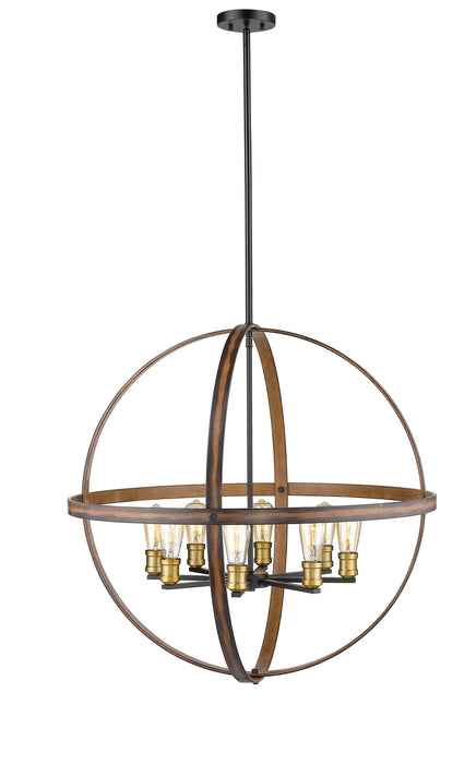 Z-Lite 472B32-RM Eight Light Chandelier, Rustic Mahogany