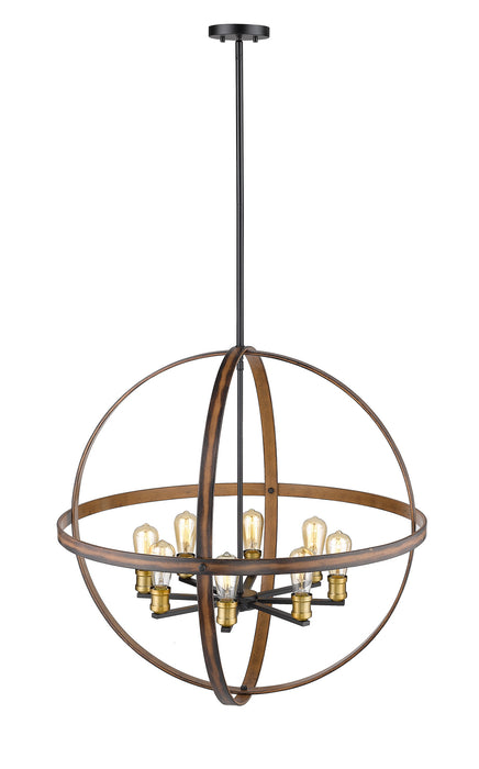 Z-Lite 472B32-RM Eight Light Chandelier, Rustic Mahogany