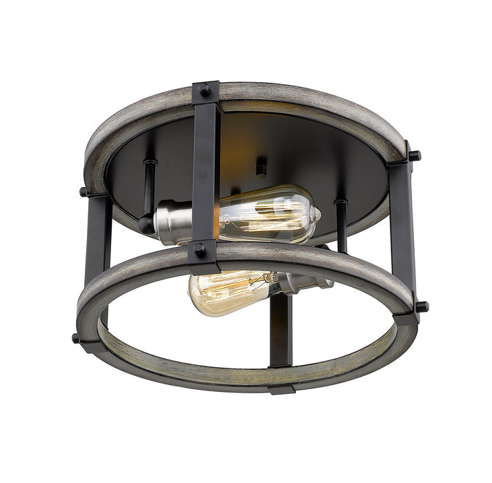 Z-Lite 472F2R-ABB Two Light Flush Mount, Ashen Barnboard