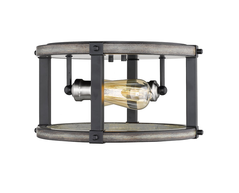 Z-Lite 472F2R-ABB Two Light Flush Mount, Ashen Barnboard