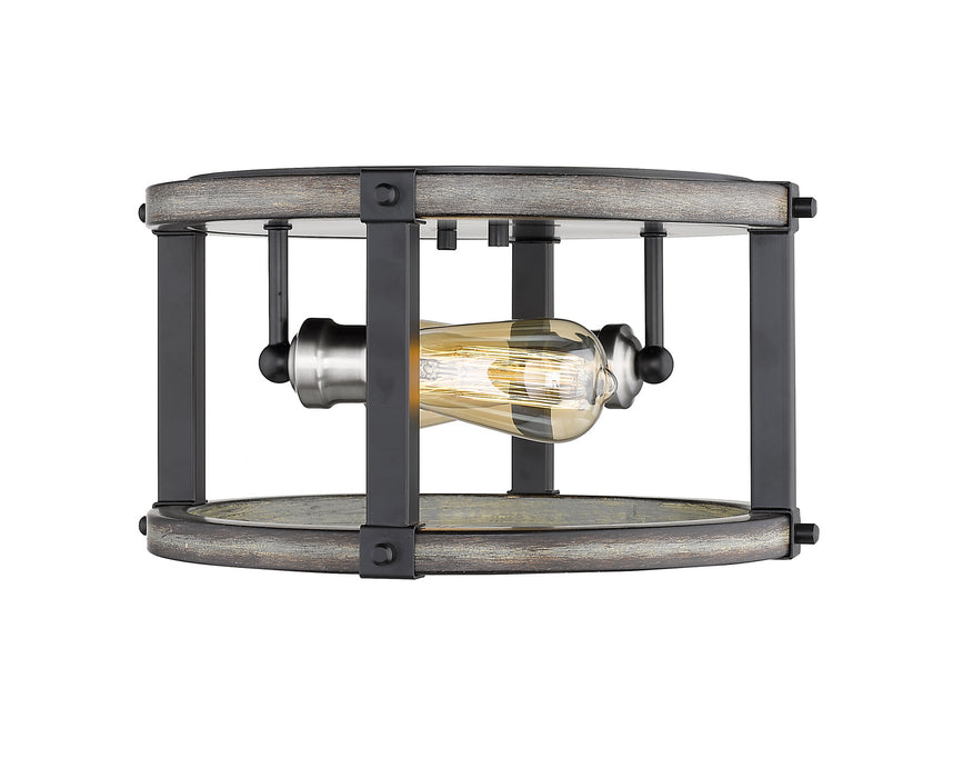 Z-Lite 472F2R-ABB Two Light Flush Mount, Ashen Barnboard