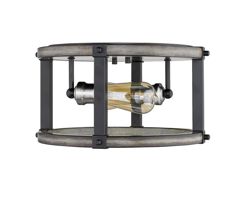 Z-Lite 472F2R-ABB Two Light Flush Mount, Ashen Barnboard