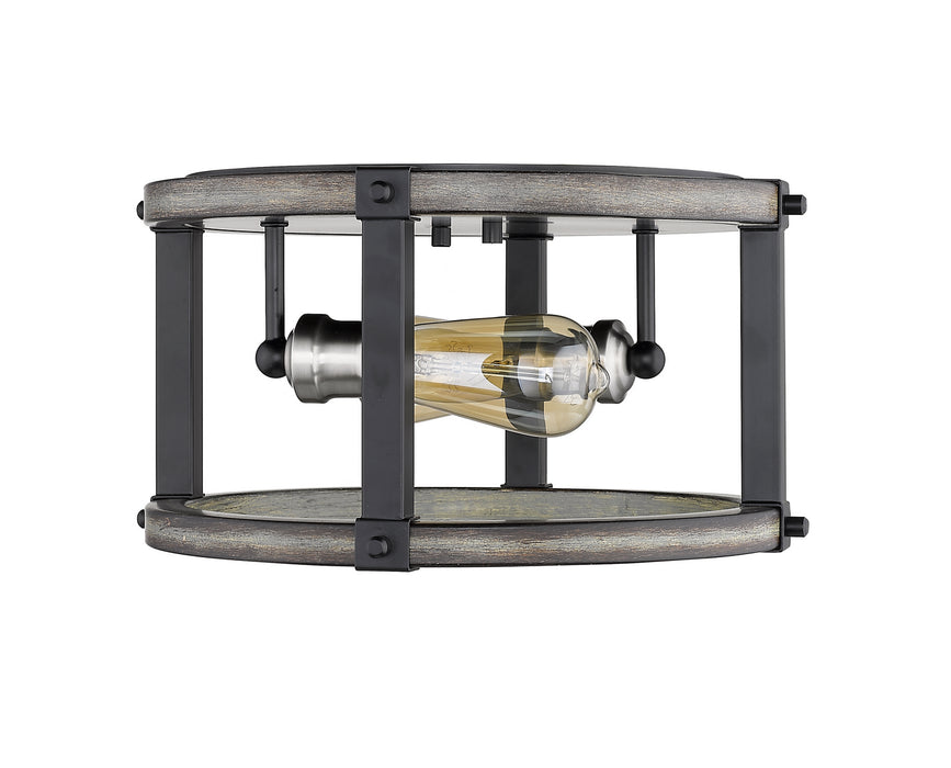 Z-Lite 472F2R-ABB Two Light Flush Mount, Ashen Barnboard