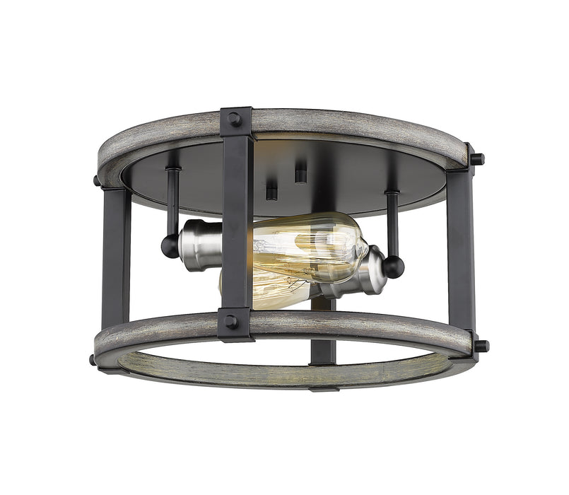 Z-Lite 472F2R-ABB Two Light Flush Mount, Ashen Barnboard