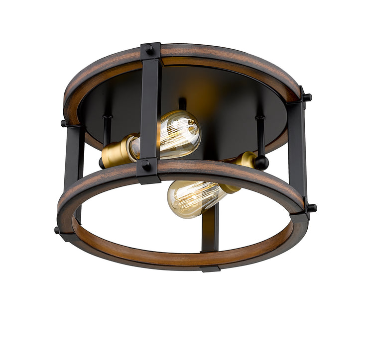 Z-Lite 472F2R-RM Two Light Flush Mount, Rustic Mahogany