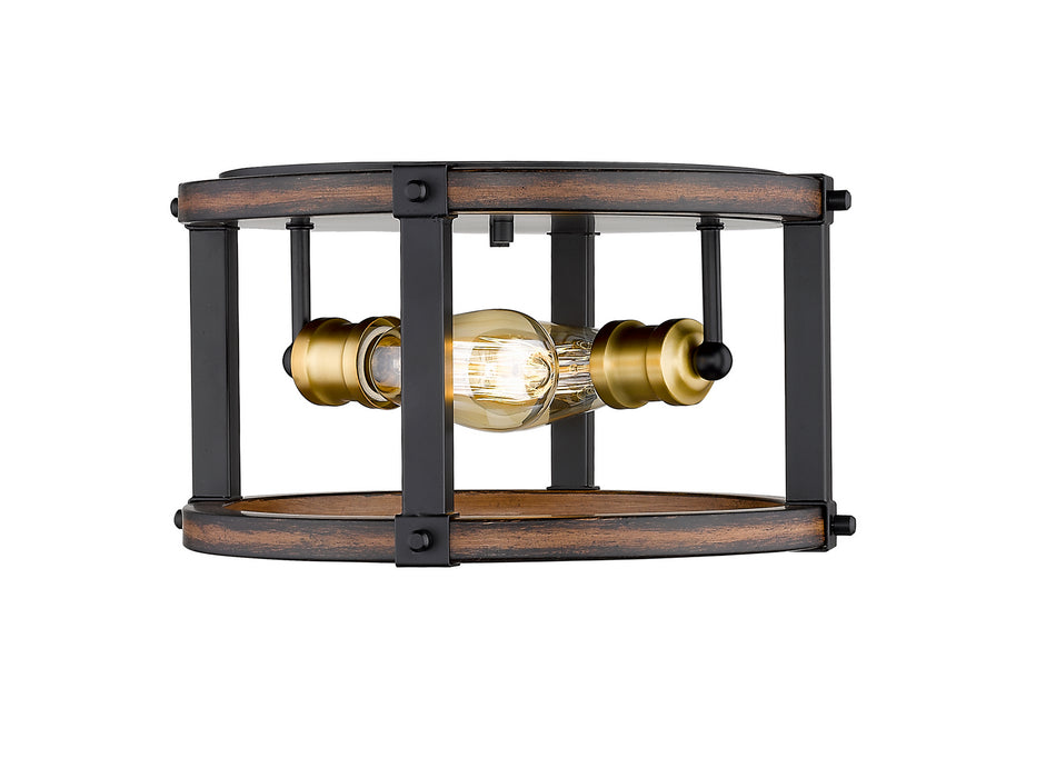 Z-Lite 472F2R-RM Two Light Flush Mount, Rustic Mahogany