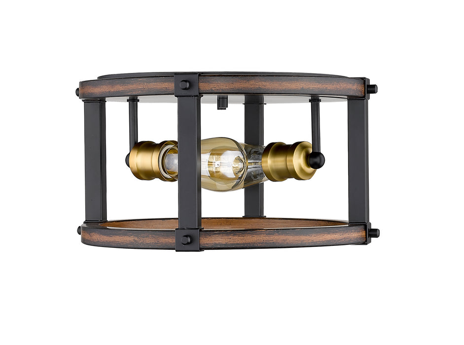 Z-Lite 472F2R-RM Two Light Flush Mount, Rustic Mahogany