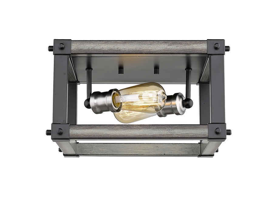 Z-Lite 472F2S-ABB Two Light Flush Mount, Ashen Barnboard