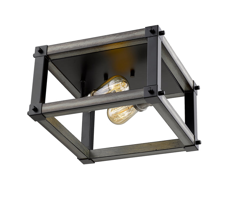Z-Lite 472F2S-ABB Two Light Flush Mount, Ashen Barnboard