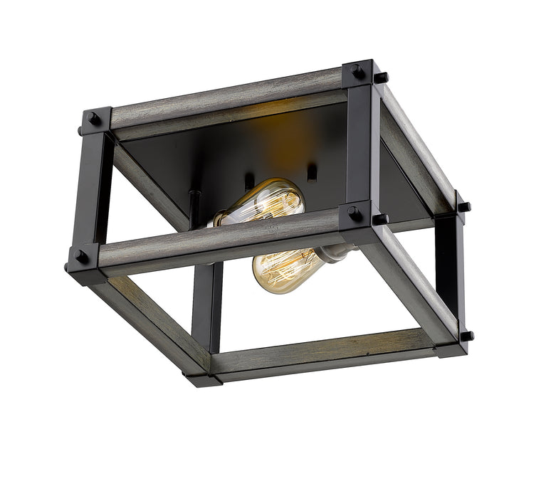 Z-Lite 472F2S-ABB Two Light Flush Mount, Ashen Barnboard