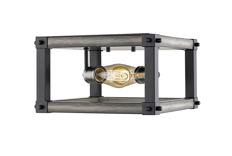 Z-Lite 472F2S-ABB Two Light Flush Mount, Ashen Barnboard