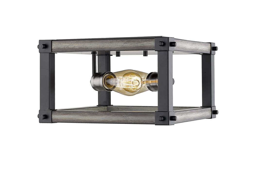 Z-Lite 472F2S-ABB Two Light Flush Mount, Ashen Barnboard