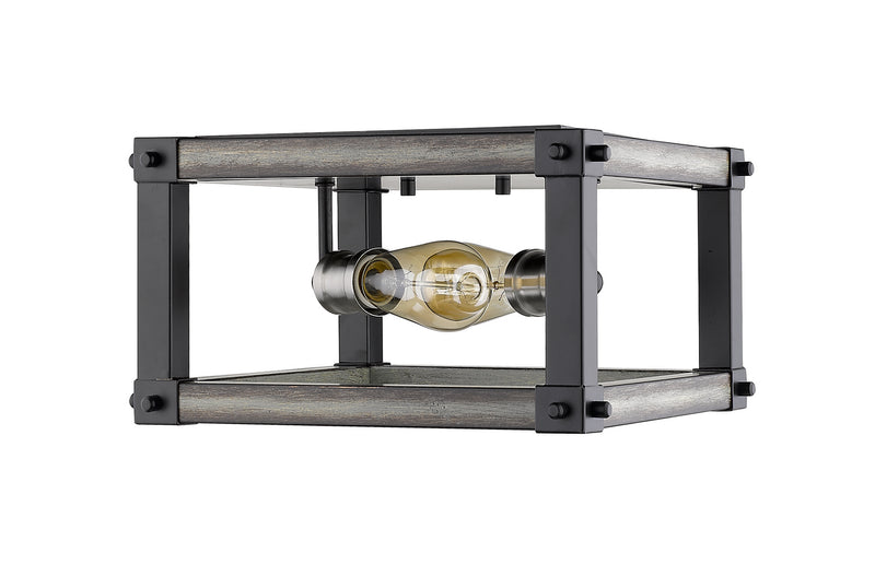 Z-Lite 472F2S-ABB Two Light Flush Mount, Ashen Barnboard