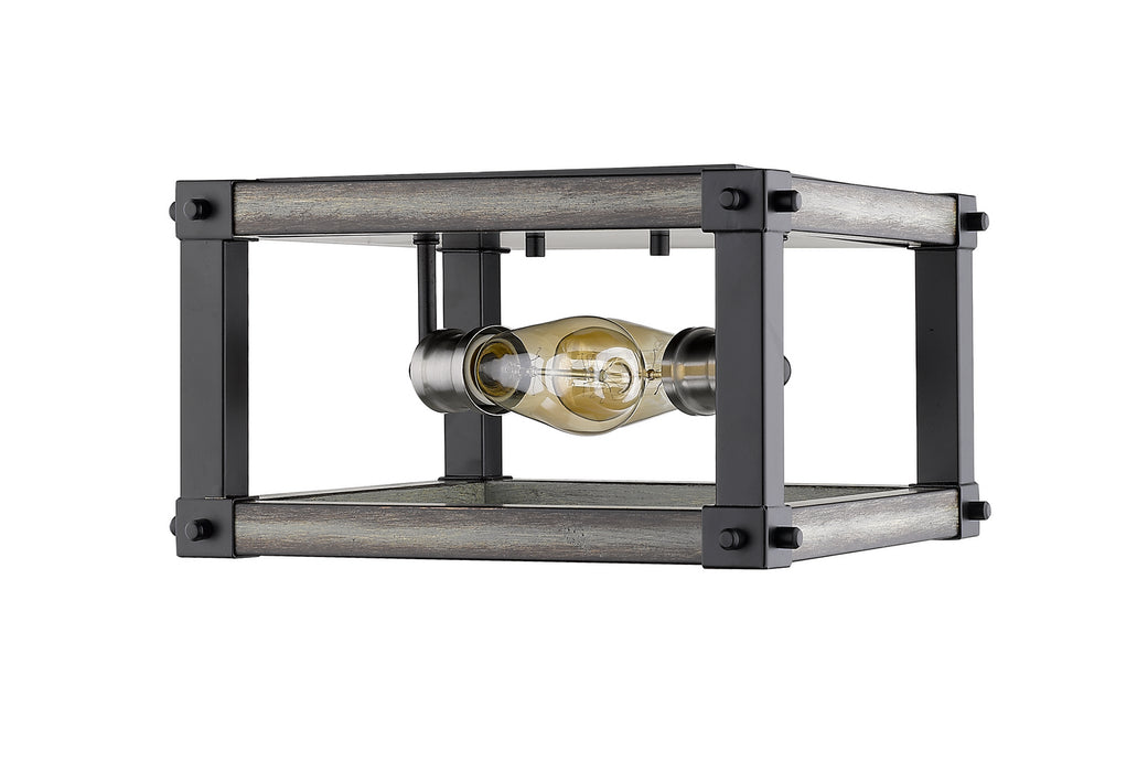 Z-Lite 472F2S-ABB Two Light Flush Mount, Ashen Barnboard