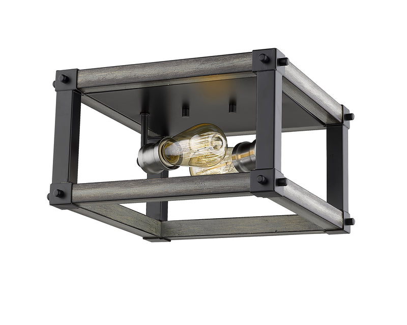 Z-Lite 472F2S-ABB Two Light Flush Mount, Ashen Barnboard