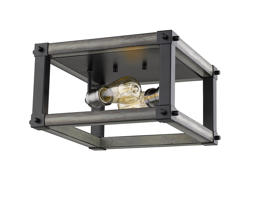 Z-Lite 472F2S-ABB Two Light Flush Mount, Ashen Barnboard