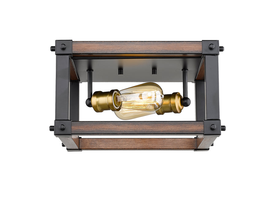 Z-Lite 472F2S-RM Two Light Flush Mount, Rustic Mahogany