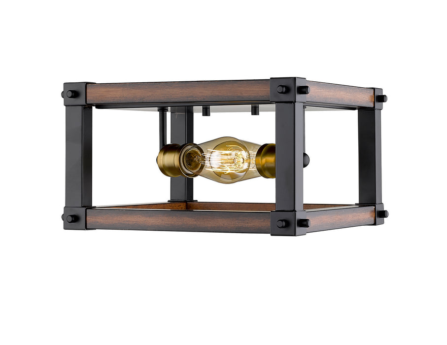 Z-Lite 472F2S-RM Two Light Flush Mount, Rustic Mahogany