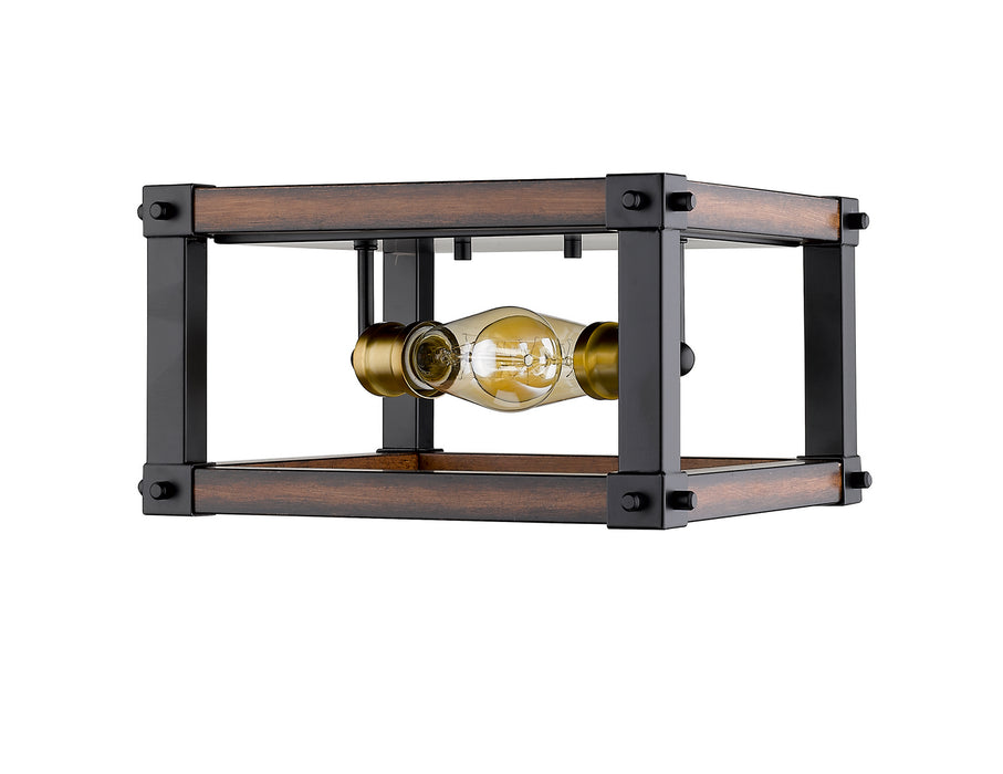 Z-Lite 472F2S-RM Two Light Flush Mount, Rustic Mahogany