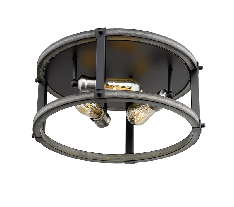 Z-Lite 472F3R-ABB Three Light Flush Mount, Ashen Barnboard