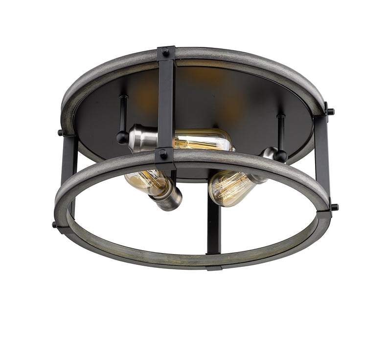 Z-Lite 472F3R-ABB Three Light Flush Mount, Ashen Barnboard