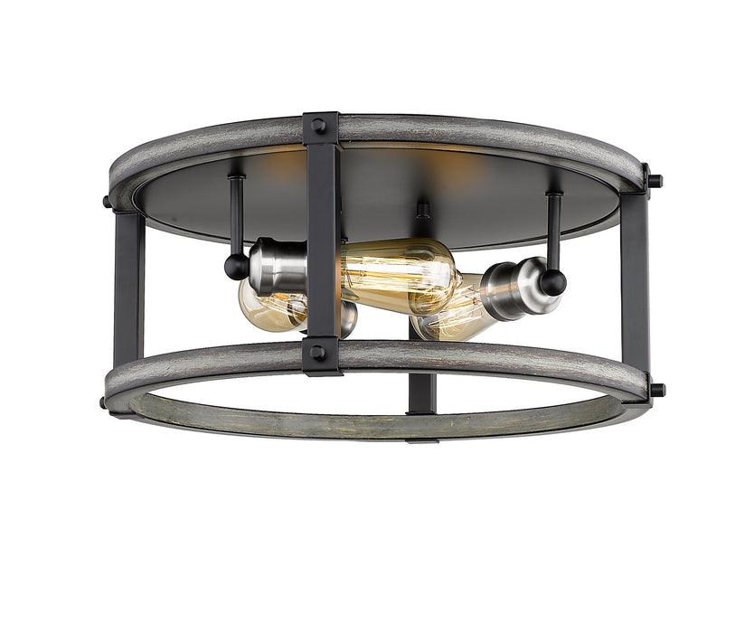Z-Lite 472F3R-ABB Three Light Flush Mount, Ashen Barnboard