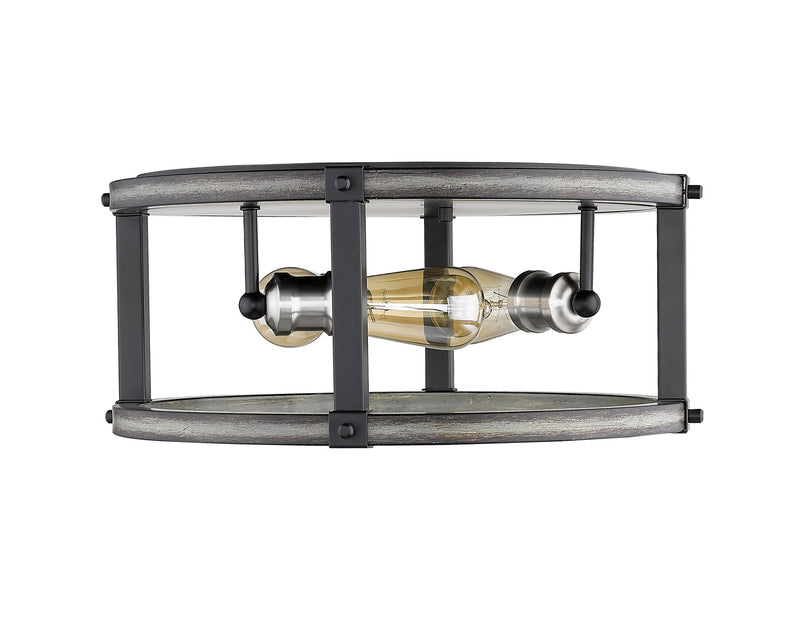 Z-Lite 472F3R-ABB Three Light Flush Mount, Ashen Barnboard