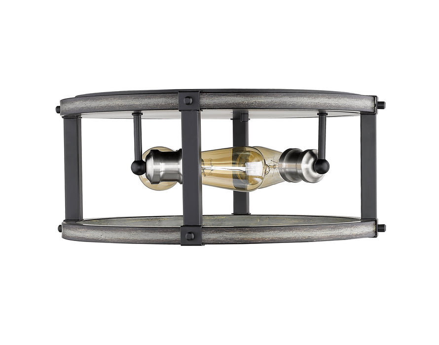 Z-Lite 472F3R-ABB Three Light Flush Mount, Ashen Barnboard
