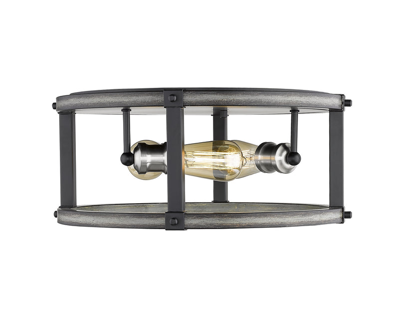 Z-Lite 472F3R-ABB Three Light Flush Mount, Ashen Barnboard
