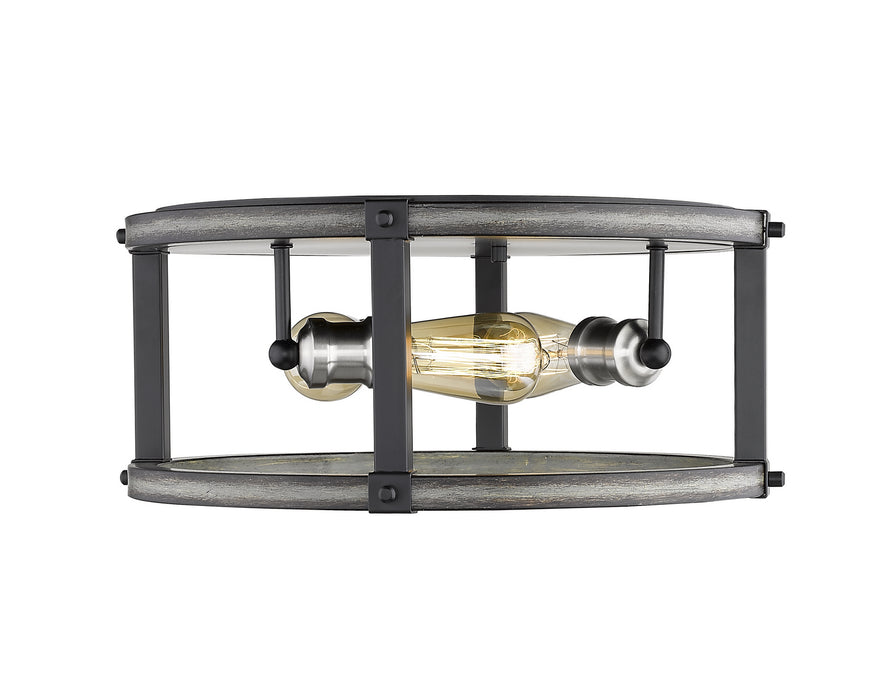 Z-Lite 472F3R-ABB Three Light Flush Mount, Ashen Barnboard