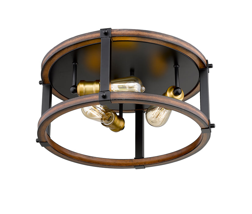 Z-Lite 472F3R-RM Three Light Flush Mount, Rustic Mahogany