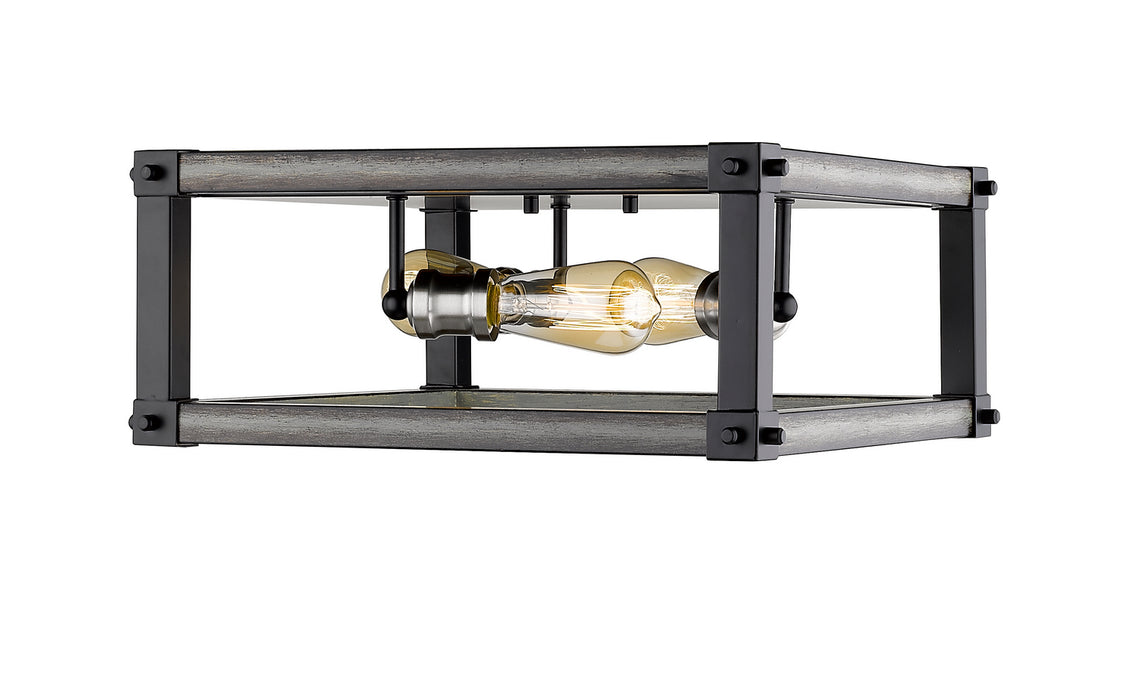 Z-Lite 472F3S-ABB Three Light Flush Mount, Ashen Barnboard