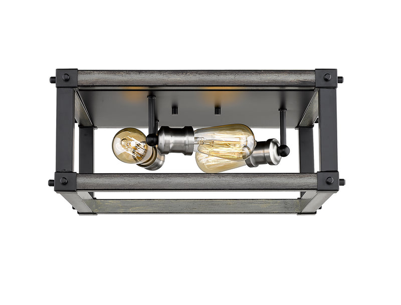 Z-Lite 472F3S-ABB Three Light Flush Mount, Ashen Barnboard