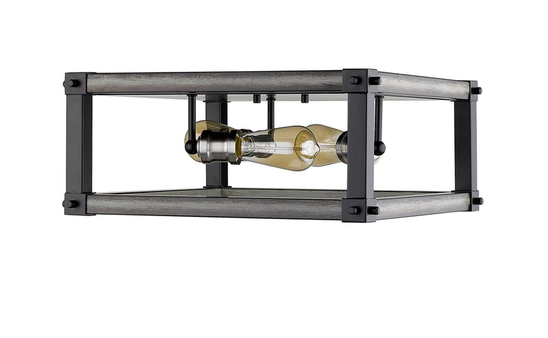 Z-Lite 472F3S-ABB Three Light Flush Mount, Ashen Barnboard