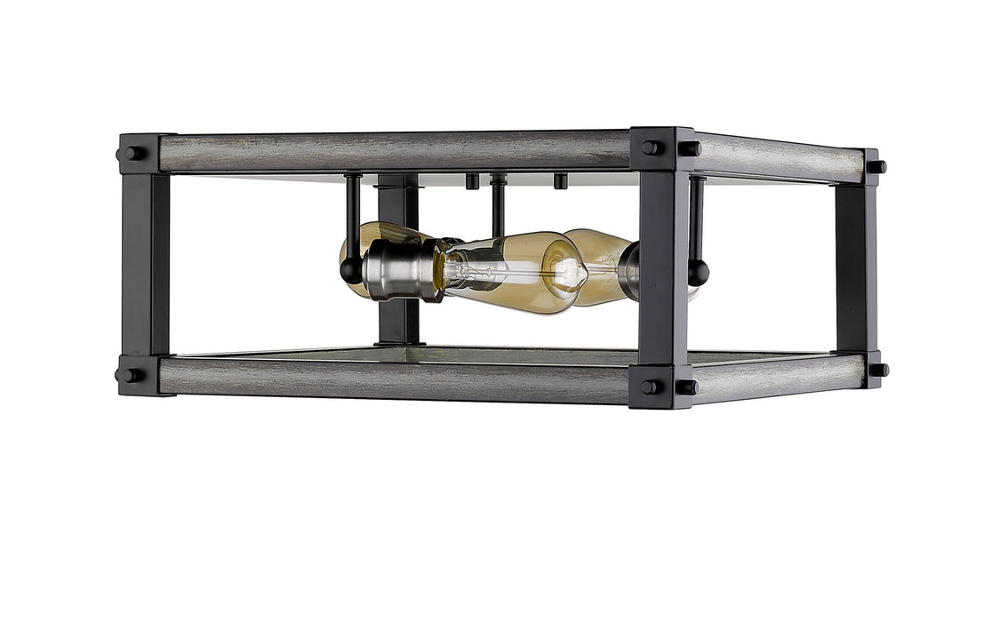 Z-Lite 472F3S-ABB Three Light Flush Mount, Ashen Barnboard