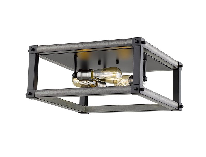 Z-Lite 472F3S-ABB Three Light Flush Mount, Ashen Barnboard